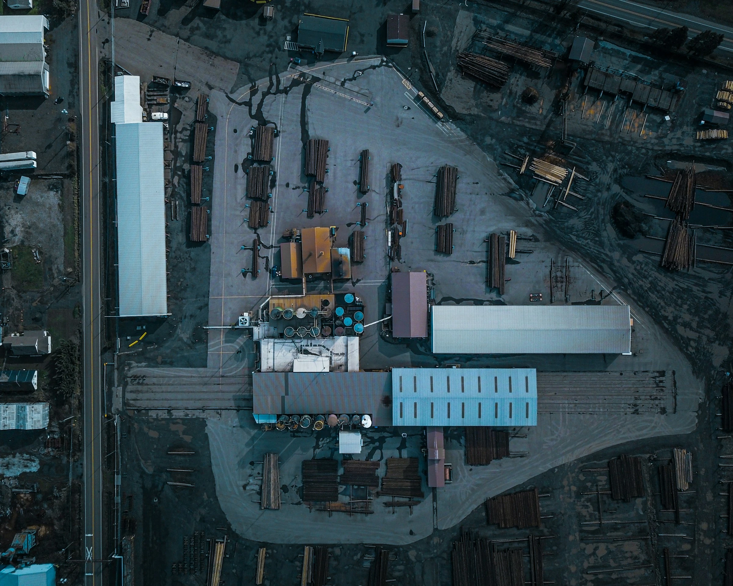 Truck depot aerial view